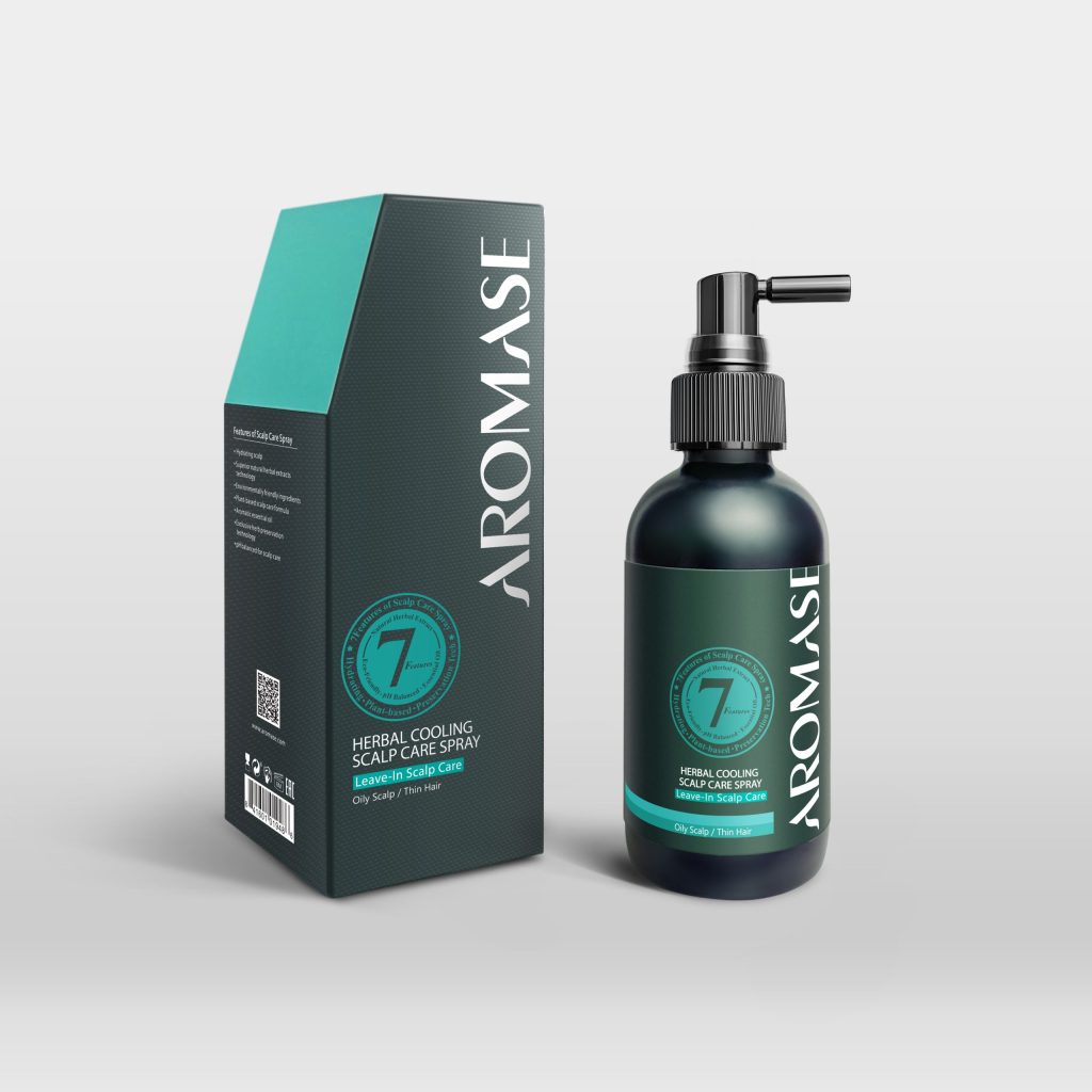 Xịt dưỡng tóc và làm dịu viêm da đầu AROMASE Herbal Cooling Scalp Care Spray 40ml